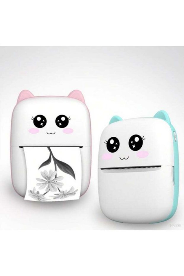 Cute Mini Thermal Printer for Kids – Portable Wireless Sticker Printer with Cat Design, Inkless Pri