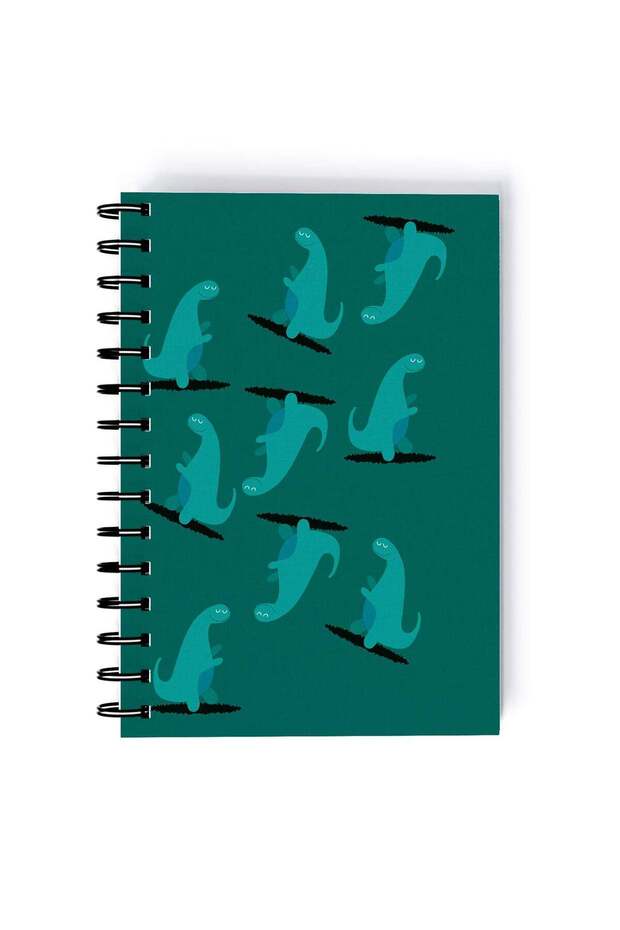 Spiral A5 Notebook Pattern Dinosaur Green Aesthetics