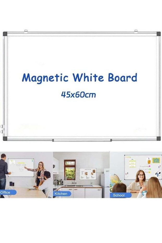 Double-Sided White Board 45 x 60cm Dry Erase Board Magnetic Whiteboard for Wall Hanging Mounted Whi