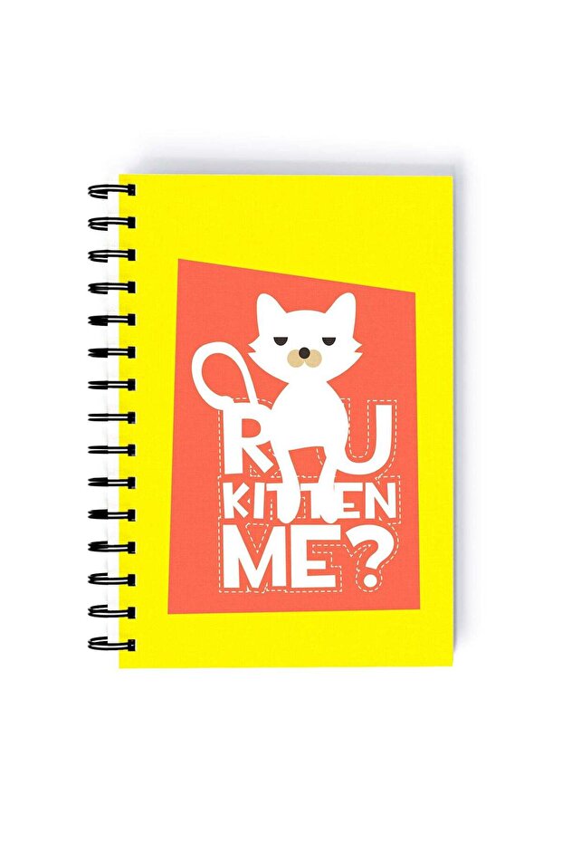 Minimal Cat Printed Rectangle Spiral A5 Notebook Multicolour