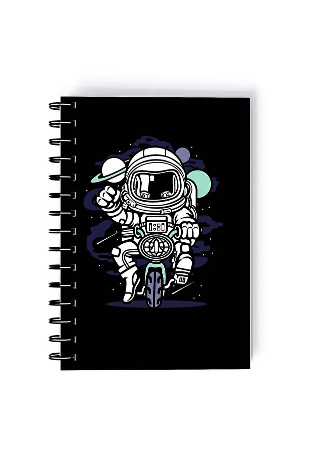 Astronaut Biking Design Rectangle Spiral A5 Notebook Multicolour