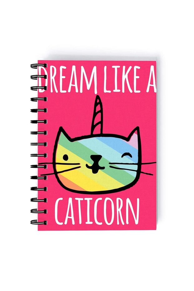 Spiral A5 Notebook Cute Animal Dream Like Unicorn Caticorn Purple Aesthetics