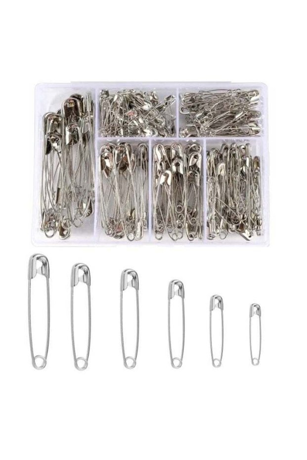 250 Pcs Assorted Safety Pins – High Strength Rust‑Resistant Steel Clothing Pins with Storage Box, 6