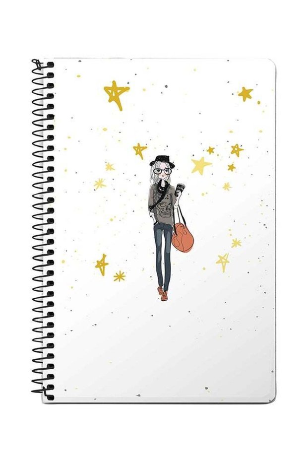 Fashionista A5 Spiral Notebook White/Grey/Yellow