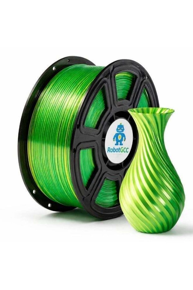 RobotGCC PLA Silk Dual Color Yellow & Green 3D Printer Filament, 1.75mm 1KG, Tropical Yellow-Green
