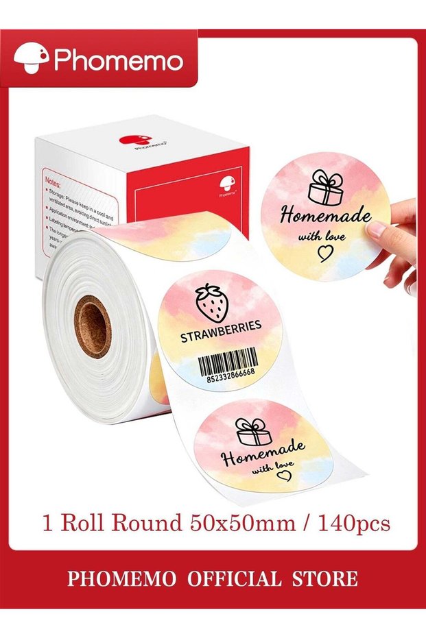 2" Round Labels, Circle Thermal Labels, 140 PCS Colorful Thermal Sticker for 241-BT Thermal Label P