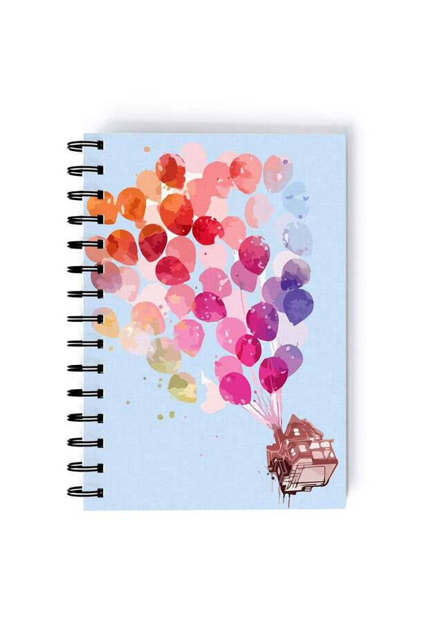 Movie Up House In The Air Printed Spiral A5 Notebook Blue/Pink/Purple