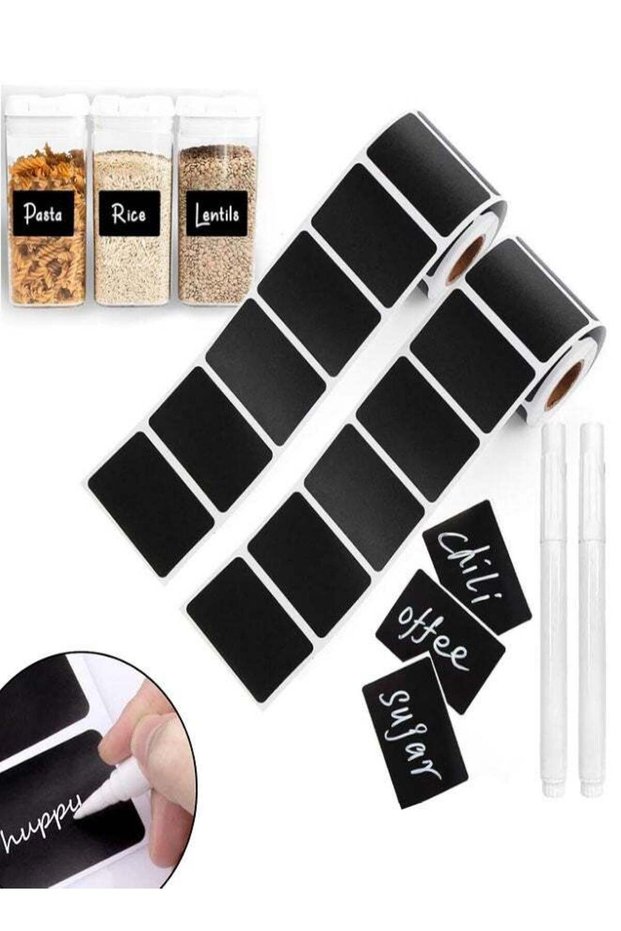 Chalkboard Labels, 240pcs Self-Adhesive Removable Stickers with 2 White Markers, Reusable Waterproo