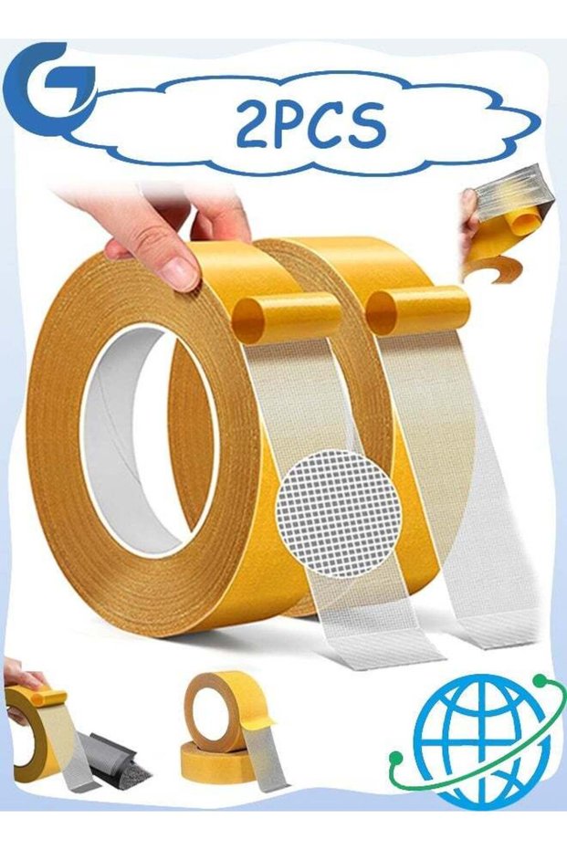 2 Pcs Double Sided Tape Multipurpose High Adhesive Fabric Sticky Tape, Double Stick Carpet Tape wit