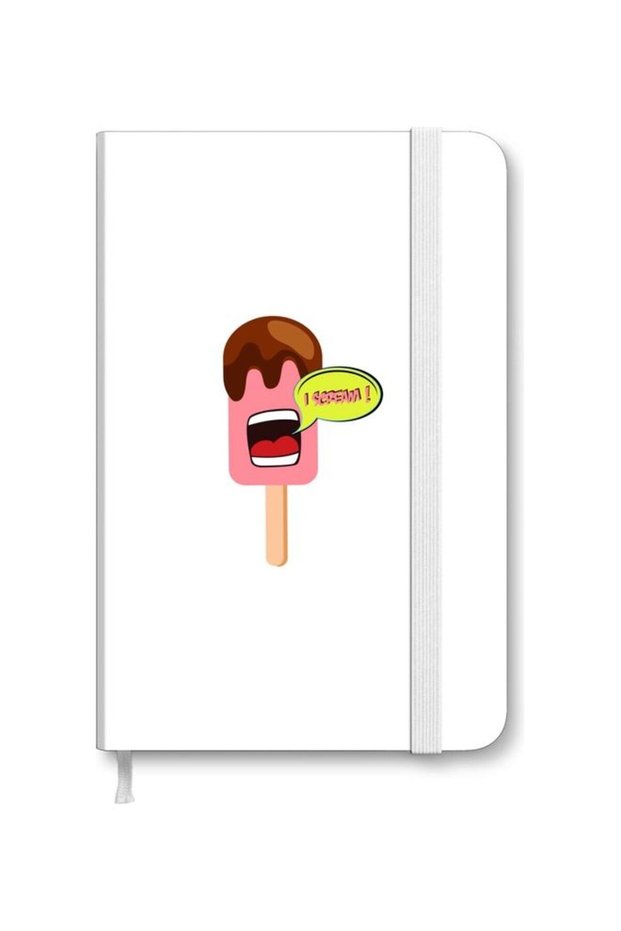 Designer A5 Thick Hardcover Notebook - I Scream White