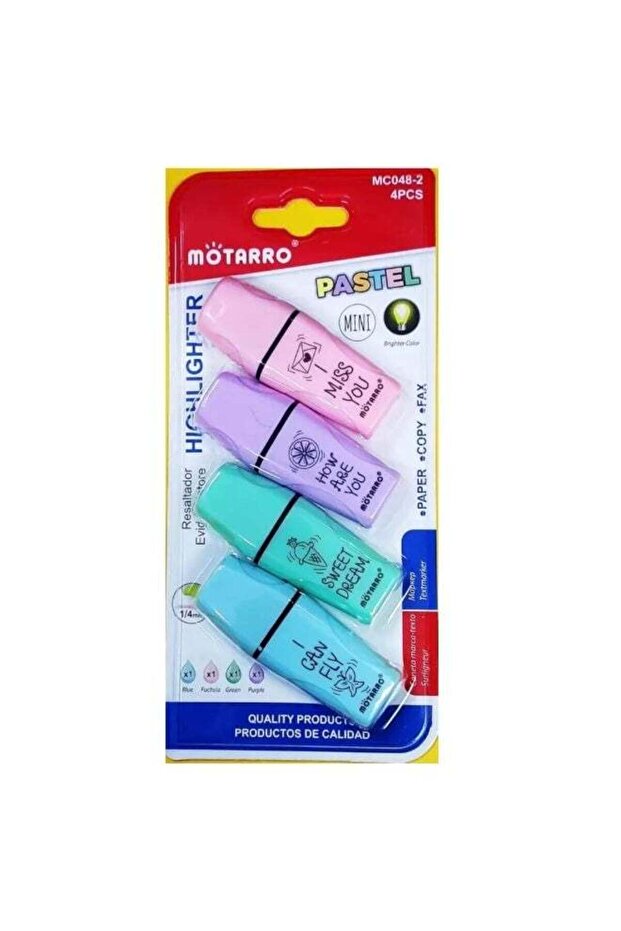 Motarro Mini Fluor Pastel Highlighter With Brighter Color- 4pcs