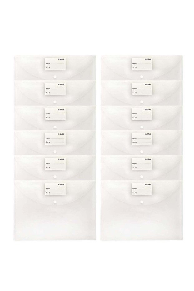 12-Piece Clear Document Bag White Colour