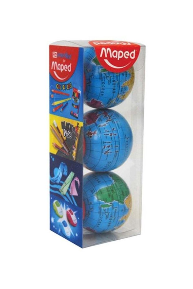 3-Piece Globe Shaped Sharpener Set Blue/Green/Yellow