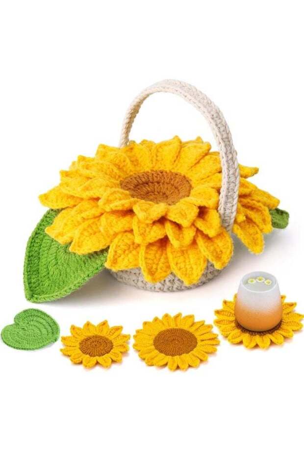 Crochet Kit for Beginners, Coasters Plant Pot Crochet Start Kit for Adults, Complete Knitting Croch