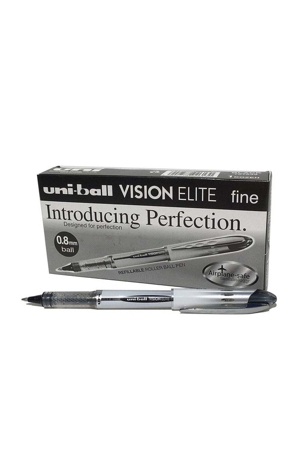 12-Piece Vision Elite Roller Pen 0.8mm Tip Black Ink