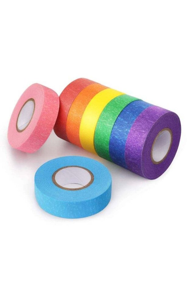 8 Rolls Color Masking Tape, DIY Craft Tape, Colored Masking Tape,Decorative Paper Tape for Kids (8