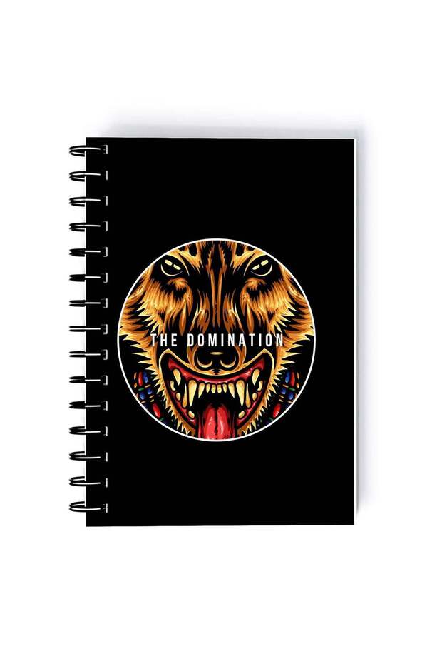 Spiral A5 Notebook Animal Face Radial Print Monster Black
