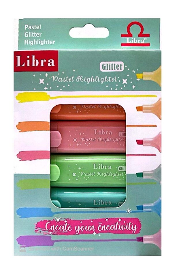 6-Pieces Pastel Glitter Highlighter Set Multicolor