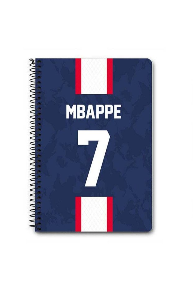 Stylizedd Designer A5 Spiral Notebook Memo Notepad Journal - Football Player Name - Mbappe Jersey