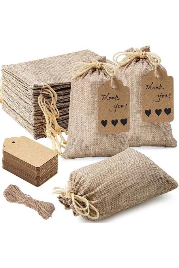 25Pcs Premium Burlap Gift Bags With Drawstring And Gift Tags,10*15CM/3.9*5.9in