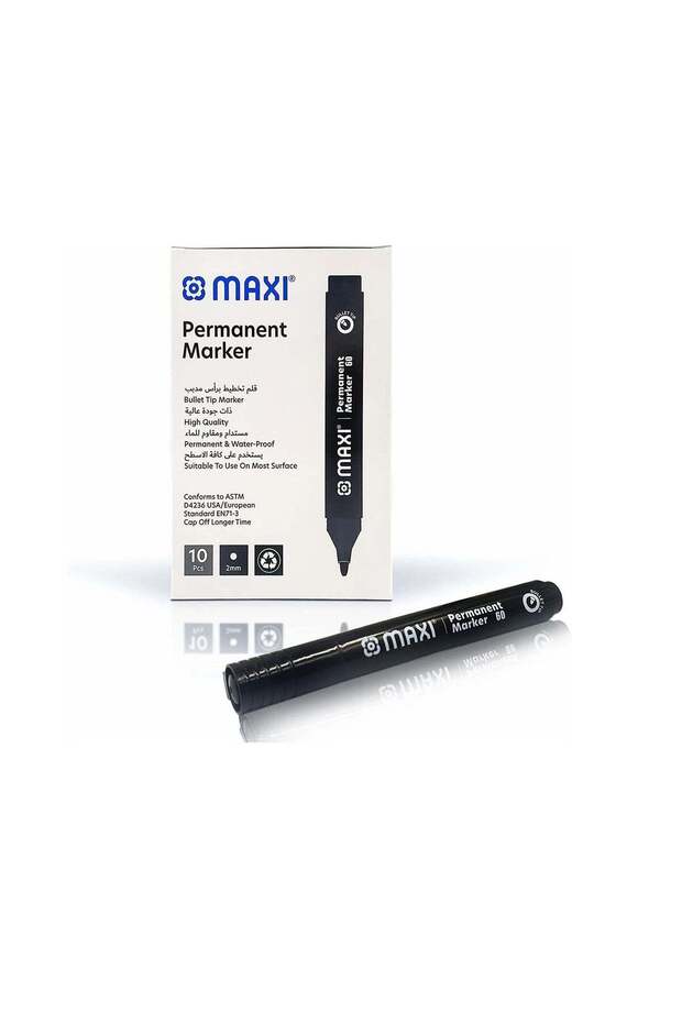 Maxi Permanent marker with round tip 10pc Black