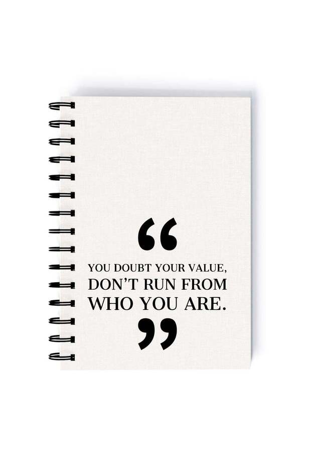 Spiral A5 Notebook Women Empowerment Feminism Quote Dont Run from who you are White Aesthetics