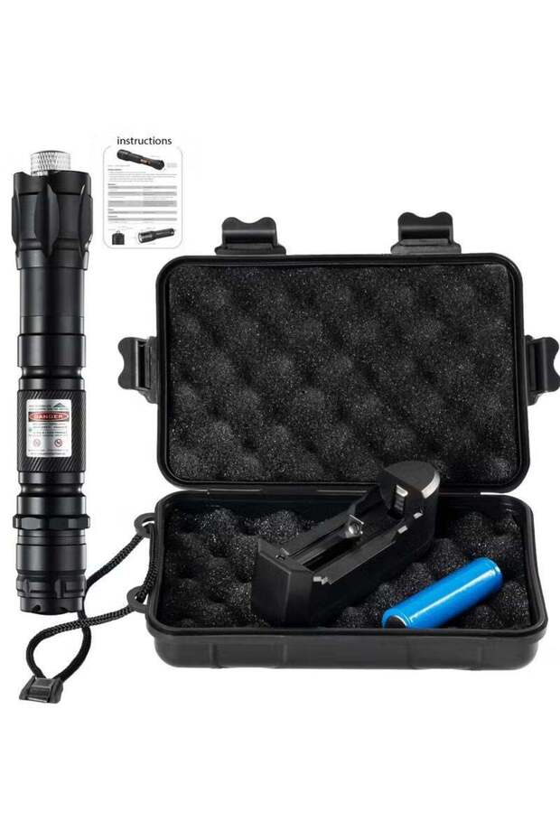 Rechargeable Long Range Tactical Laser Pointer Flashlight Combo, High Power Outdoor Laser Light for
