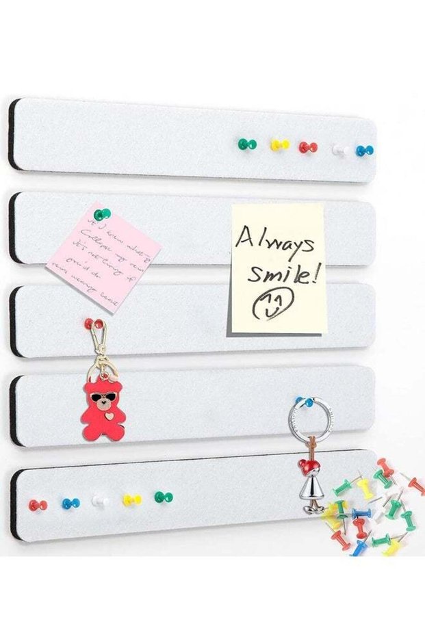 5 Pack Felt Pin Board Bar Strips Bulletin Board for Bedrooms Offices Home Wall Decoration, Notice B