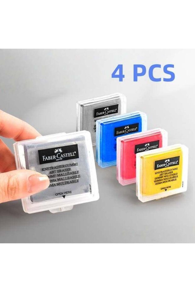 Faber-Castell knead Erasers - Drawing Art kneaded Erasers, Large size - 4 Pcs (Assorted Colors)