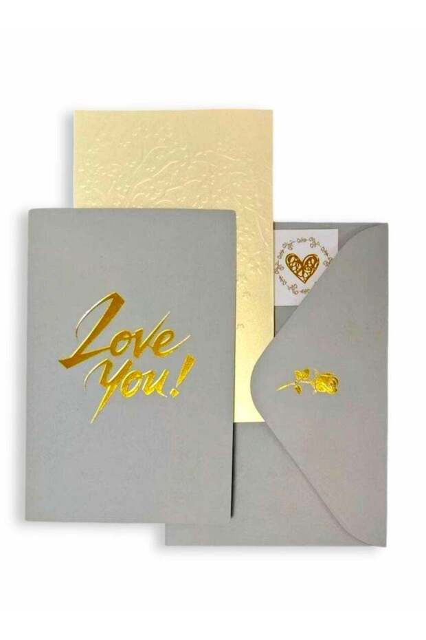 Luxury Gray Valentines Day Gifts, Romantic I Love You Card With Envelope And Seal for Boyfriend Gir