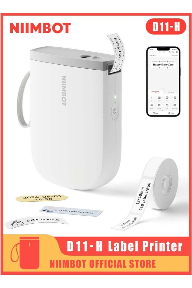 D11 New Version Label Maker Machine D11-H Label Printer with Tape, 300dpi Upgraded Resolution, Blue