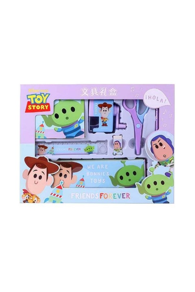 Toy Story Stationery Gift Box for Kids, 7 In 1 All-in-One School Supply Kit with Multi-Function Pla