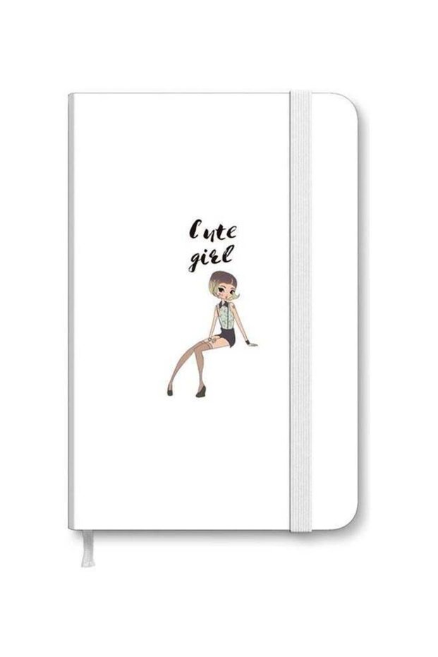 Designer A5 Thick Hardcover Notebook - Shy Cute Girl Multicolour
