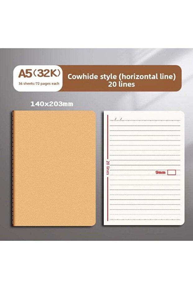 A5 Lined Kraft Notebook 10-Pack, 72 Page Writing Journal for Students and Office Use
