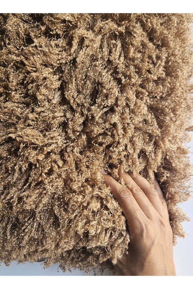 Brown Curly Supersoft Faux Fur Fabric - 1.8 yard