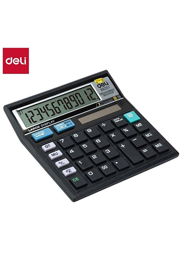 Deli Calculator - 12 Digits, Dual Power, 120 Steps Check, Black, E39231