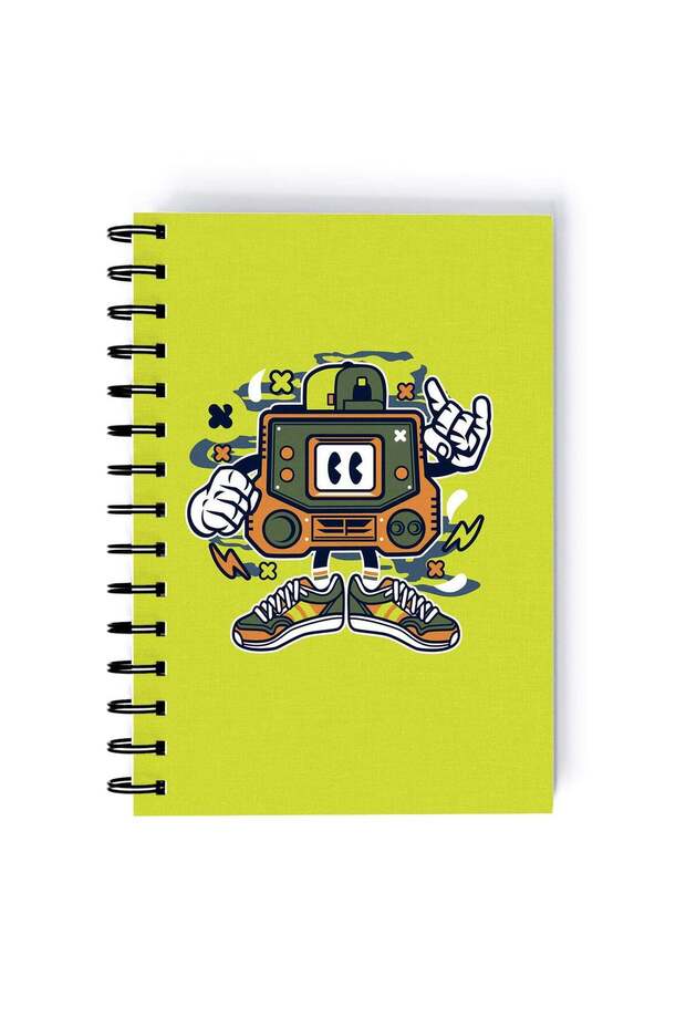 Old Console Remote Rectangle Spiral A5 Notebook Multicolour