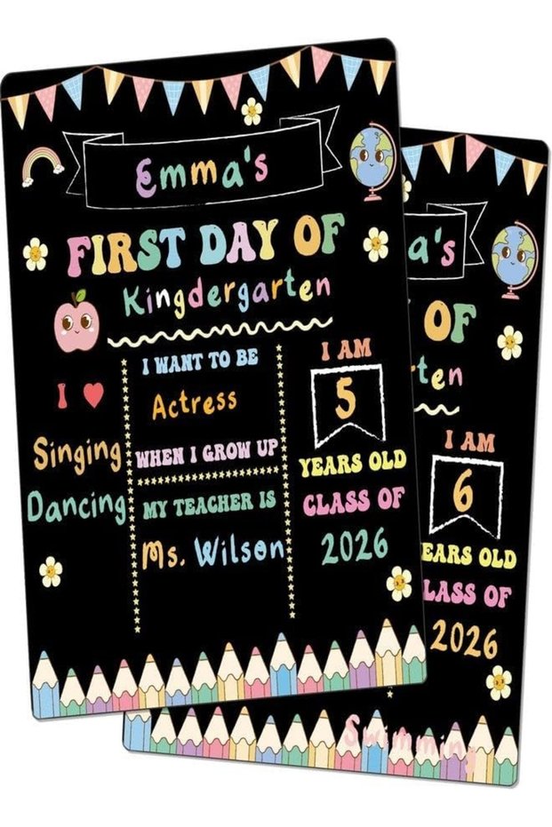 ARS® First and Last Day of School Sign Board Double Sided for Kids - 10"x12" Reusable Chalkboard