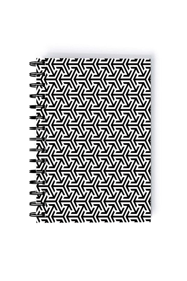 Arabic Pattern Printed Spiral A5 Notebook Blue/White