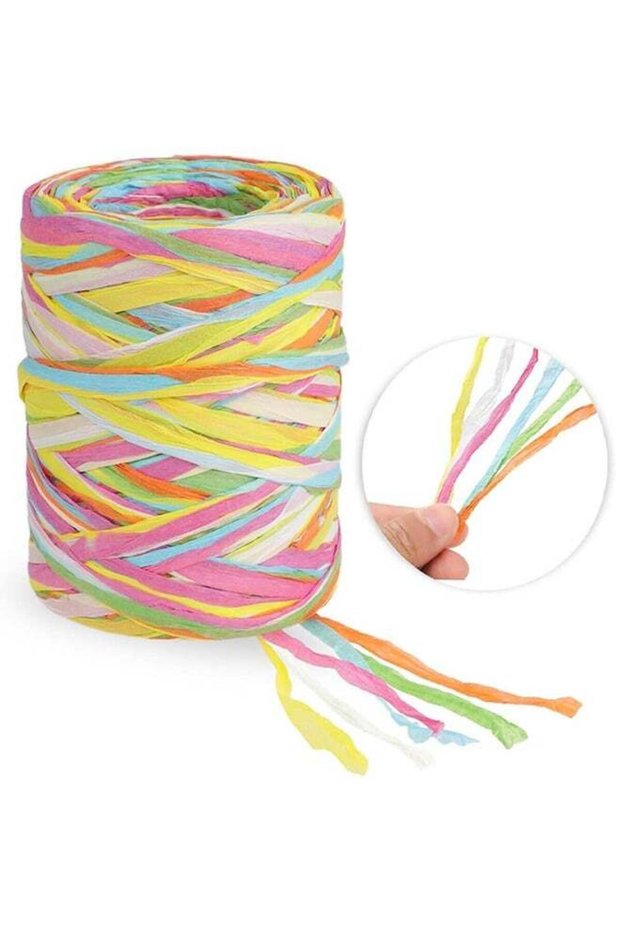 Colored Raffia Paper Ribbon, 6 Colors Packing Paper String, 262 Feet Colored Paper String Raffia Ri