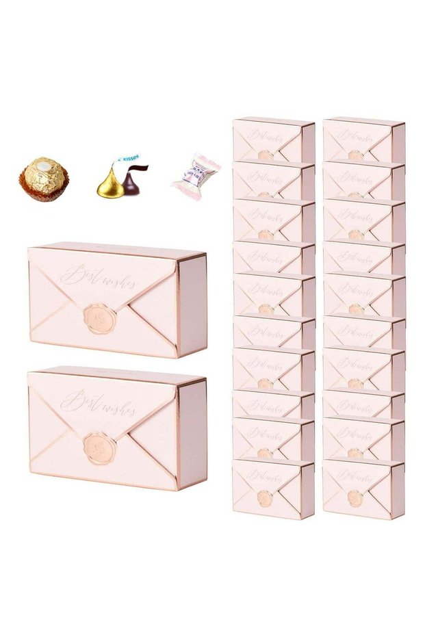 Envelope Shape Party Boxes 25Pcs Baby Pink lovely Bronzing Gift Boxes for Weddings Baby Showers Bir
