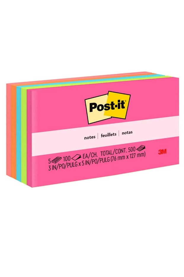 5-Pad Super Sticky Post It Notes 3x5 Inch Size Neon Colours