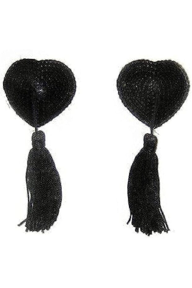 Heart Shape Sequin Bra-less (1 Pair, Black), One Size