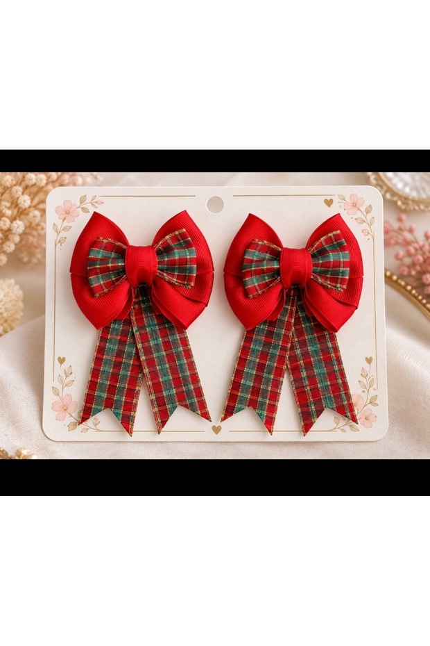 Red Plaid Bow Detailed Hair Clip