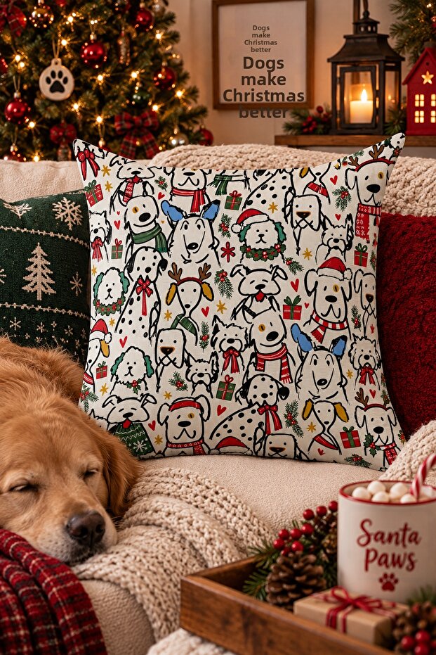 Christmas Double-Sided Printed Throw Pillow Cover 6Echd29