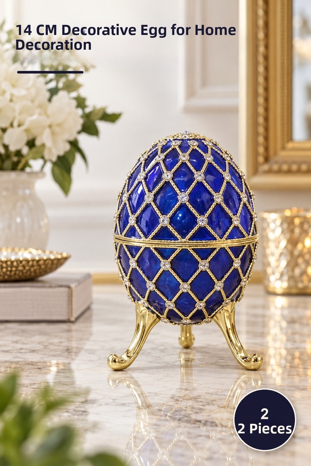 2 Decorative Eggs – 14 cm Size Home Decor Ornament Desktop Decor Ornament Decorative Egg