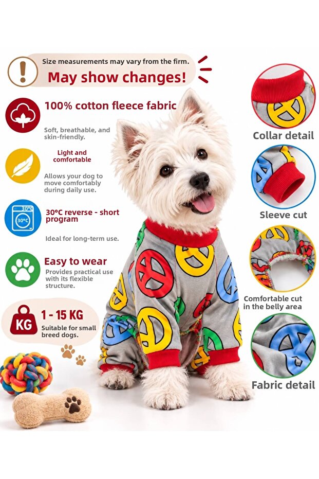 Small Breed Peace Dog Overalls Dog Outfit (1-10kg)