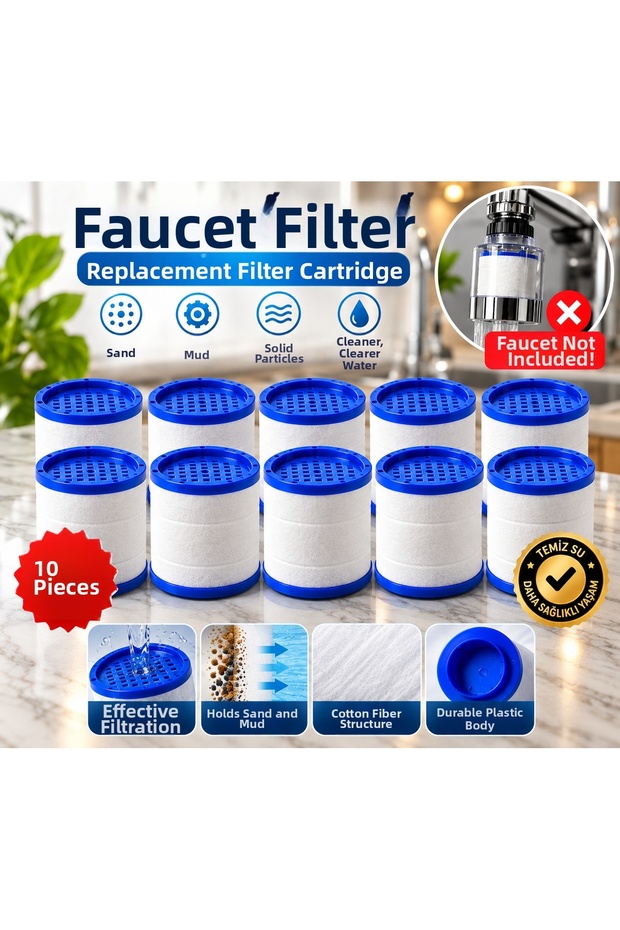 Faucet Water Filter 10 Pieces Replacement Filter – Sediment, Rust, Sand and Limescale Catcher