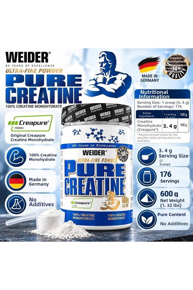 Pure Creatine 100% Ultra Monohydrate 600 Grams - Creatine Supplement