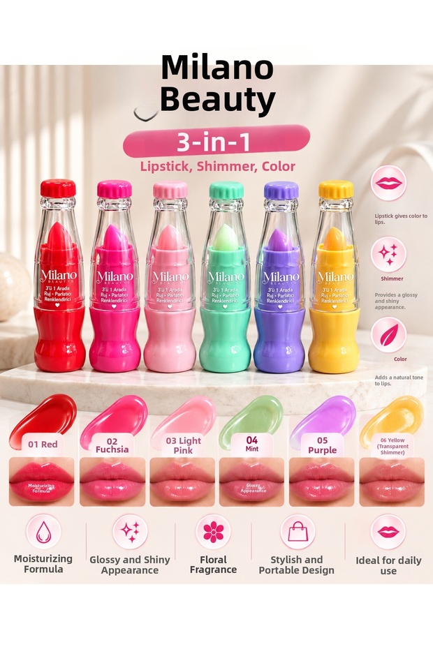 3-in-1 Color-Enhancing Lip Balm – Lipstick, Gloss, and Colorant
